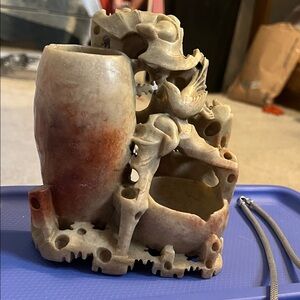 Carved Chinese Soapstone Brush Pot or Vase